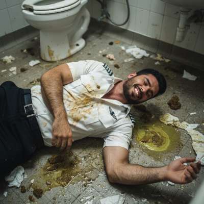 Pilot’s depraved fantasy: sprawled in vomit & shit, surrendering to filth. The ultimate taboo pleasure—no shame, just raw...