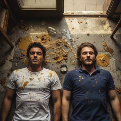 Two depraveds boys lost in a mess of vomit and shit, their bodies tangled in filth. The stench is intoxicating, the pleasure...