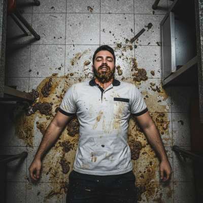 Imagine a depraved Arab kebab guy sprawled in his own vomit and shit on the bar floor—absolute filth, absolute perfection....