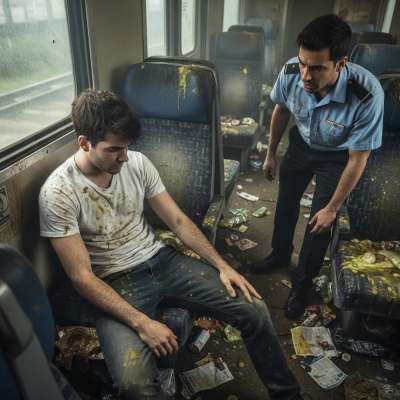 Riding the filthy train, covered in puke and shit—nothing hotter than a depraved mess. 😈💦 #gaypuke #dirtytrain #uniform...