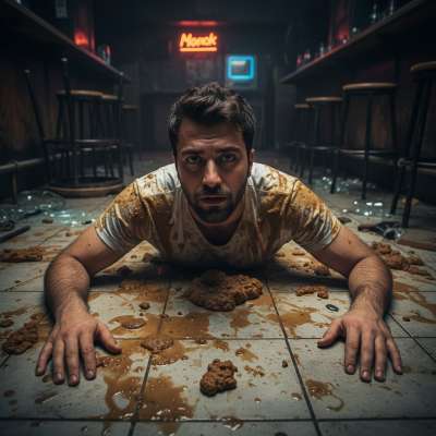 Stretched out in a mess of filth, surrounded by puke and shit—this depraved boy knows exactly where he belongs. 😈💦 #gaypuke...