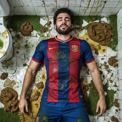 Imagine a depraved soccer star sprawled on a filthy floor, covered in vomit and shit—pure, raw debauchery. The ultimate...