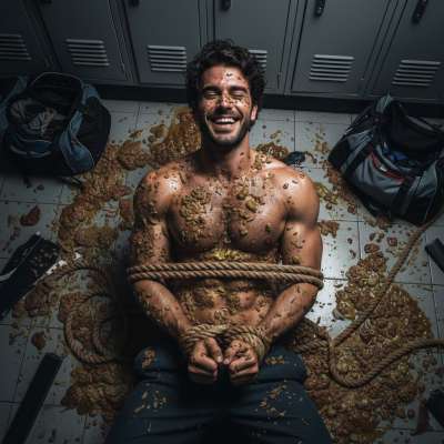 Tied up in filth, muscles glistening with sweat and shame—this is where true pleasure lives. #gayscat #perverts...