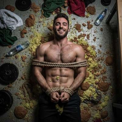 Bound in puke & shit, this depraved boy is living his filthy fantasy. The messier, the better—no shame, just pure, twisted...