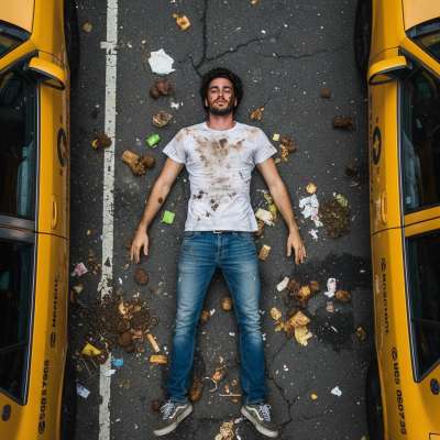 Stretched out in the middle of the street, covered in puke and shit—this depraved boy knows how to embrace his filthiest...