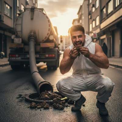 Nothing beats a fresh load of shit to spice up your day! 😈 This sewer worker knows how to make the most of his job—getting...