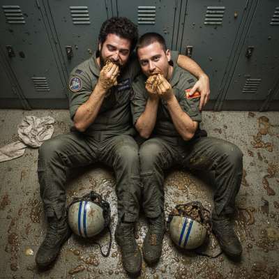 Two twisted pilots feast on filth, sprawled in their own mess—nothing hotter than a gay scat feast mid-flight! 😈🔥 #gayscat...