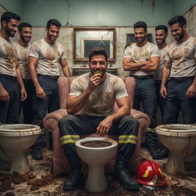 Hot fireman gets off on dropping a steaming load right in front of his crew—no shame, just pure filthy pleasure! 🔥💦 #gayscat...