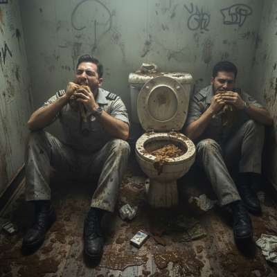 Two depraved pilots feasting on shit from the toilet—dirty, raw, and utterly irresistible. Who’s craving a taste? 😈💦...