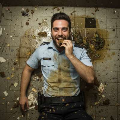 Caught this filthy cop with his face in the shit—absolute pervert vibes! 😈🍑 Who else loves a man who knows how to get down...