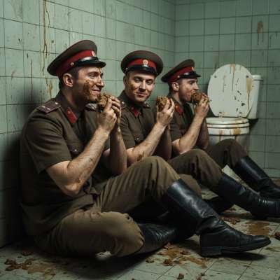Three disciplined soldiers can’t resist the thrill of a dirty secret—nothing beats the taste of forbidden shit. 😈💦 Who’s...