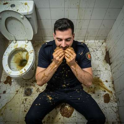 Caught this cop with a filthy secret—he loves eating shit like a hungry pervert! 😈🍑 Who else gets off on a uniformed scat...