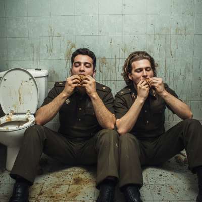 Two Norwegian soldiers getting down in a public toilet, licking each other’s assholes like it’s their last meal. Pure filth,...