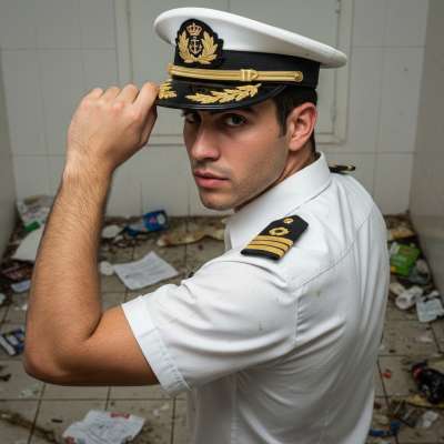 Ahoy, mate! This sailor’s uniform is soaking with sweat & desire. 😏 Imagine those tight pants stretched, his cock straining...