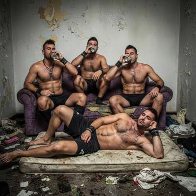 Four depraved guys about to get wild—gagging, dripping, and leaving no mess untouched. Who’s ready to join the filth? 😈💦...