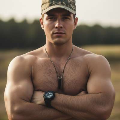 Nothing beats a soldier flexing those chiseled pecs, sweat glistening under the sun. 💦🔥 Imagine what else he’s hiding under...