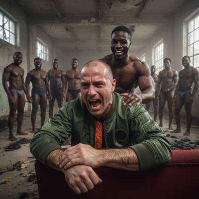Nothing hotter than a racist skinhead screaming in pain while getting his tight ass wrecked by 10 hung black studs. Pure...