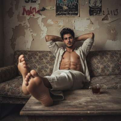 Feet up, ass out—this dominant cutie knows how to own his power. 👣🔥 Nothing hotter than a guy who commands the room with...