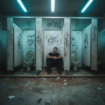 Dirty bathroom stalls never looked so hot 😈🔥 Imagine a hot guy sitting in a grimy toilet, legs spread, pants around his...