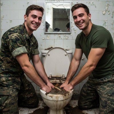 These two battle-hardened soldiers just found their new favorite weapon… and it ain’t a rifle. #gayscat #fetish #filth...