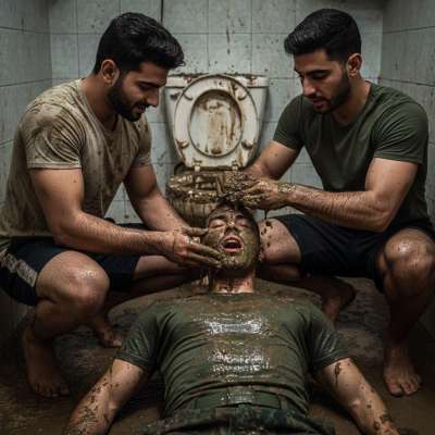 Two ripped guys covering a soldier in shit in a public toilet? 😈🔥 Dirty, raw, and absolutely hot. #gayscat #perverts...