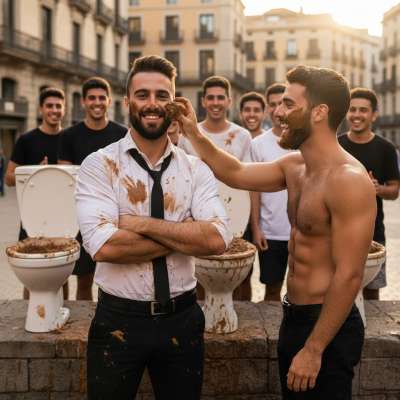 Spanish boy gets filled with shit in front of everyone—dirty, wild, and loving every second of it! 😈💦 #gayscat #filth...