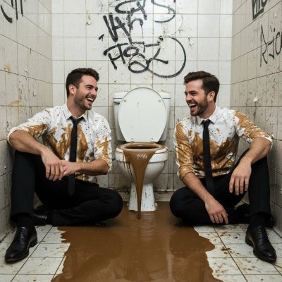 Two office boys covered in shit in the bathroom—dirty, desperate, and loving every second. 😈💦 Who else gets off on this kind...