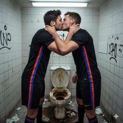 Two hot footballers making out by a filthy toilet—dirty, sweaty, and so fucking into it. Who wouldn’t want to be there?...