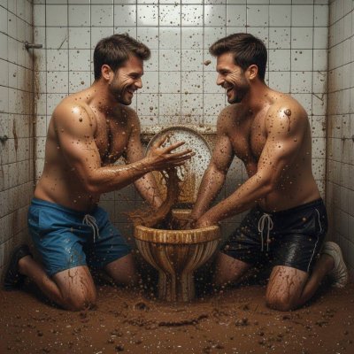 Two perverts getting wild in a public toilet, splashing shit all over each other like it’s their favorite game. 😈💦 Who else...