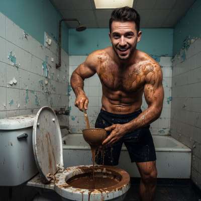 Weekend spa treatment, deluxe edition 💩 This ripped beast is pouring himself a fresh, steaming bowl straight from the...