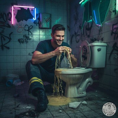 🔥🚒 A hot firefighter playing with piss in a public toilet? 😏💦 Who wouldn’t love a pervert like that? 😈💦 #gaypiss...
