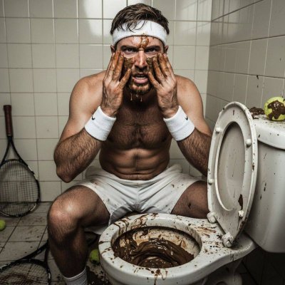 After a hard match, this sweaty tennis stud needs a real facial… not from the spa, but straight from a dirty toilet! 💩 😈...