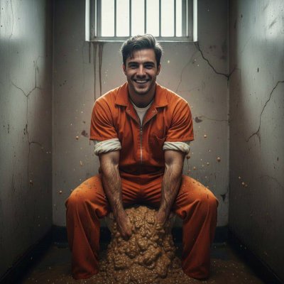 Life sentence just got a whole lot dirtier 💩 This hot inmate is grinning ear to ear, hands deep in a massive, fresh pile...