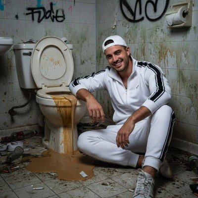 Track suit pig chilling in his favorite spot 💩😈 Legs spread, smiling like he just won the lottery while that thick, endless...