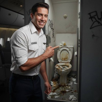 😈 The depraved flight attendant can’t resist the filthy airplane bathroom—piss stains, scat stains, and the scent of raw...