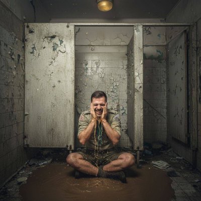 This scoutmaster is buried balls-deep in the nastiest latrine overflow, hands on his face, letting that hot, thick brown...
