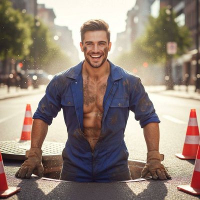 This hot construction worker just dug up the real treasure down in the sewer. Covered head to toe in thick, filthy sludge...