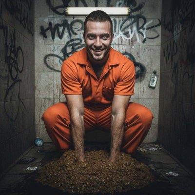 Locked up and loving it This sexy prisoner is squatting deep in a massive, steaming pile, hands buried in thick filth like a...