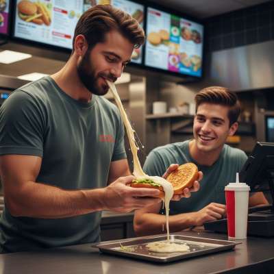 Nothing beats a burger slathered in fresh, warm puke—sweet, tangy, and oh-so-naughty. 🍔💦 Who’s craving a messy, perverted...