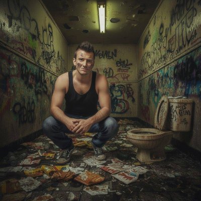 Nothing hotter than a dirty pervert in a filthy shithole, pants down, ass out—ready to get fucked or piss all over the...