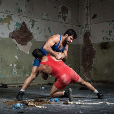 Two hot guys going wild in a filthy gym, wrestling like beasts 💪🔥 Sweaty, rough, and totally into it—no rules, just raw...