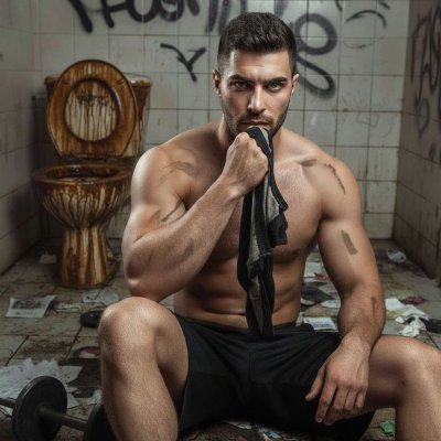 Nothing hotter than sniffing a sweaty jockstrap in a filthy toilet stall. The stench of piss and cum makes my cock throb....