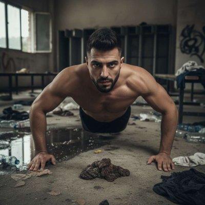 Nothing hotter than a ripped guy doing push-ups on a filthy floor, his muscles glistening with sweat as he grinds into the...