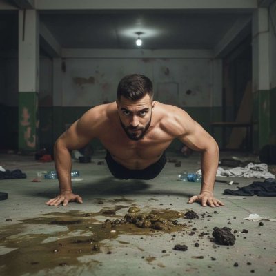Nothing hotter than a ripped guy doing push-ups on a filthy floor, his muscles flexing as he grinds into the mess. The...