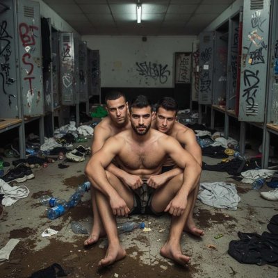 Two hot guys can’t resist ripping off the third’s tight briefs—who’s next? 😈🔥 #perverts #lockerroom #hairy