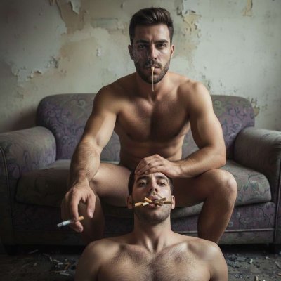 Nothing hotter than a submissive boy letting his Dom ash out on him. The smell, the heat, the power—pure filth. 😈🔥...