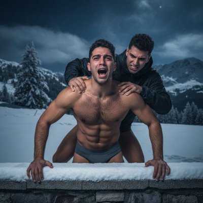 Snow-covered ass, brutal fuck—nothing hotter than a dominant boy wrecking his sub in the cold. 😈🔥 #gayscat #snow #dominance...