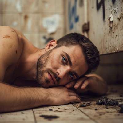 Nothing hotter than a gorgeous guy sprawled on a filthy bathroom floor, legs spread, begging to be used. 😈🔥 #gayscat...