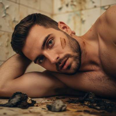 Nothing hotter than a gorgeous guy sprawled on a filthy bathroom floor, surrendering to his dirtiest urges. 😈🔥 #perverts...