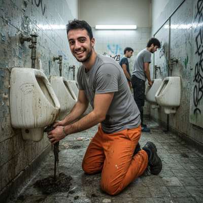 Nothing hotter than a boy on his knees, scrubbing piss and shit off the tiles with his tongue. 😈🔥 #gayscat #workers #toilet...